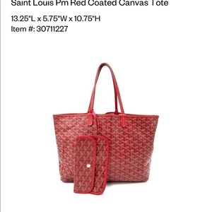 Authentic Goyard St. Louis PM Tote Red